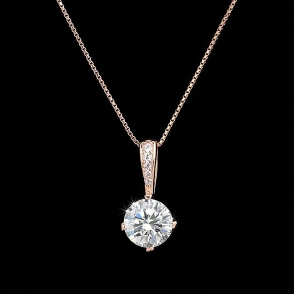 Jewelry - CZ Dainty Pendant Rose Gold Necklace